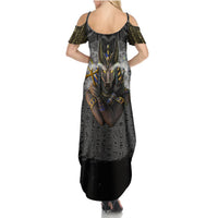 Anubis Summer Maxi Dress Egypt Pattern Black - Wonder Print Shop