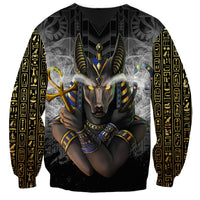 Anubis Sweatshirt Egypt Pattern Black - Wonder Print Shop