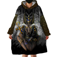 Anubis Wearable Blanket Hoodie Egypt Pattern Black - Wonder Print Shop
