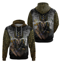 Anubis Zip Hoodie Egypt Pattern Black - Wonder Print Shop