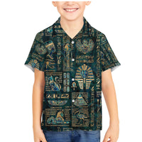Egyptian Hieroglyphs And Deities Family Matching Mermaid Dress and Hawaiian Shirt - Wonder Print Shop