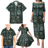 Egyptian Hieroglyphs And Deities Family Matching Puletasi and Hawaiian Shirt - Wonder Print Shop