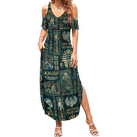 Egyptian Hieroglyphs And Deities Summer Maxi Dress - Wonder Print Shop