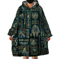 Egyptian Hieroglyphs And Deities Wearable Blanket Hoodie - Wonder Print Shop