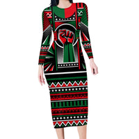 Power Fist And Patterns In Pan African Family Matching Long Sleeve Bodycon Dress and Hawaiian Shirt - Wonder Print Shop
