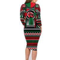 Power Fist And Patterns In Pan African Family Matching Long Sleeve Bodycon Dress and Hawaiian Shirt - Wonder Print Shop