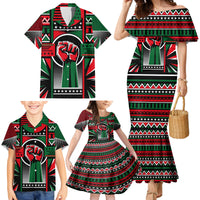 Power Fist And Patterns In Pan African Family Matching Mermaid Dress and Hawaiian Shirt - Wonder Print Shop