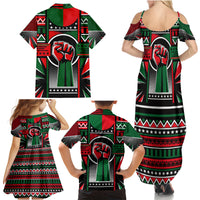 Power Fist And Patterns In Pan African Family Matching Summer Maxi Dress and Hawaiian Shirt - Wonder Print Shop