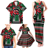 Power Fist And Patterns In Pan African Family Matching Tank Maxi Dress and Hawaiian Shirt - Wonder Print Shop