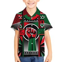 Power Fist And Patterns In Pan African Hawaiian Shirt - Wonder Print Shop