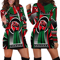 Power Fist And Patterns In Pan African Hoodie Dress - Wonder Print Shop