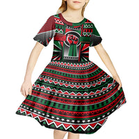 Power Fist And Patterns In Pan African Kid Short Sleeve Dress - Wonder Print Shop