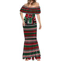 Power Fist And Patterns In Pan African Mermaid Dress - Wonder Print Shop