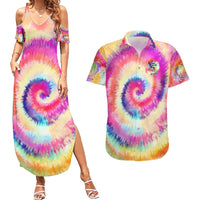 We Are All Human LGBT Couples Matching Summer Maxi Dress and Hawaiian Shirt Skull Tie Dye - Wonder Print Shop
