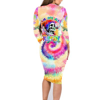 We Are All Human LGBT Family Matching Long Sleeve Bodycon Dress and Hawaiian Shirt Skull Tie Dye - Wonder Print Shop