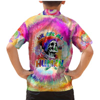 We Are All Human LGBT Family Matching Mermaid Dress and Hawaiian Shirt Skull Tie Dye - Wonder Print Shop