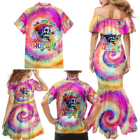 We Are All Human LGBT Family Matching Mermaid Dress and Hawaiian Shirt Skull Tie Dye - Wonder Print Shop
