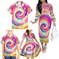 We Are All Human LGBT Family Matching Off Shoulder Long Sleeve Dress and Hawaiian Shirt Skull Tie Dye - Wonder Print Shop