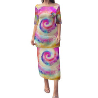 We Are All Human LGBT Family Matching Puletasi Dress and Hawaiian Shirt Skull Tie Dye - Wonder Print Shop