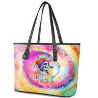 We Are All Human LGBT Leather Tote Bag Skull Tie Dye - Wonder Print Shop