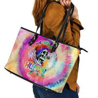 We Are All Human LGBT Leather Tote Bag Skull Tie Dye - Wonder Print Shop