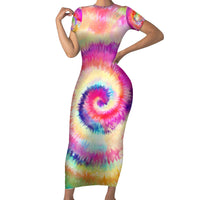 We Are All Human LGBT Short Sleeve Bodycon Dress Skull Tie Dye - Wonder Print Shop