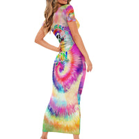 We Are All Human LGBT Short Sleeve Bodycon Dress Skull Tie Dye - Wonder Print Shop