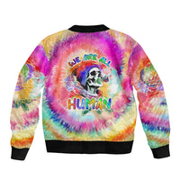 We Are All Human LGBT Sleeve Zip Bomber Jacket Skull Tie Dye - Wonder Print Shop