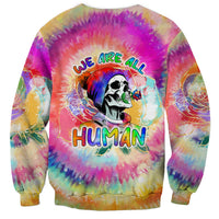We Are All Human LGBT Sweatshirt Skull Tie Dye - Wonder Print Shop