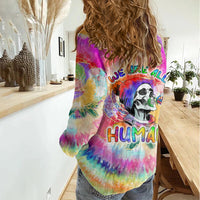 We Are All Human LGBT Women Casual Shirt Skull Tie Dye - Wonder Print Shop