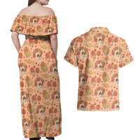 Day of the Dead Couples Matching Off Shoulder Maxi Dress and Hawaiian Shirt Sugar Skulls - Wonder Print Shop
