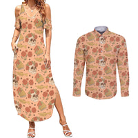 Day of the Dead Couples Matching Summer Maxi Dress and Long Sleeve Button Shirt Sugar Skulls - Wonder Print Shop