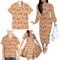 Day of the Dead Family Matching Off Shoulder Long Sleeve Dress and Hawaiian Shirt Sugar Skulls - Wonder Print Shop