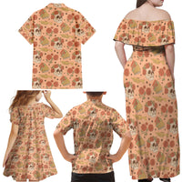 Day of the Dead Family Matching Off Shoulder Maxi Dress and Hawaiian Shirt Sugar Skulls - Wonder Print Shop