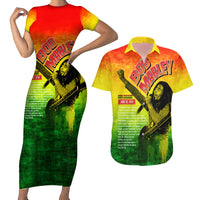 The Real Legend Bob Couples Matching Short Sleeve Bodycon Dress and Hawaiian Shirt African Jamaica Reggae - Wonder Print Shop