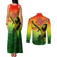 The Real Legend Bob Couples Matching Tank Maxi Dress and Long Sleeve Button Shirt African Jamaica Reggae - Wonder Print Shop