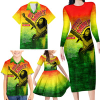 The Real Legend Bob Family Matching Long Sleeve Bodycon Dress and Hawaiian Shirt African Jamaica Reggae - Wonder Print Shop