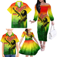 The Real Legend Bob Family Matching Off Shoulder Long Sleeve Dress and Hawaiian Shirt African Jamaica Reggae - Wonder Print Shop