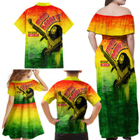 The Real Legend Bob Family Matching Off Shoulder Maxi Dress and Hawaiian Shirt African Jamaica Reggae - Wonder Print Shop