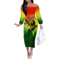 The Real Legend Bob Off The Shoulder Long Sleeve Dress African Jamaica Reggae - Wonder Print Shop