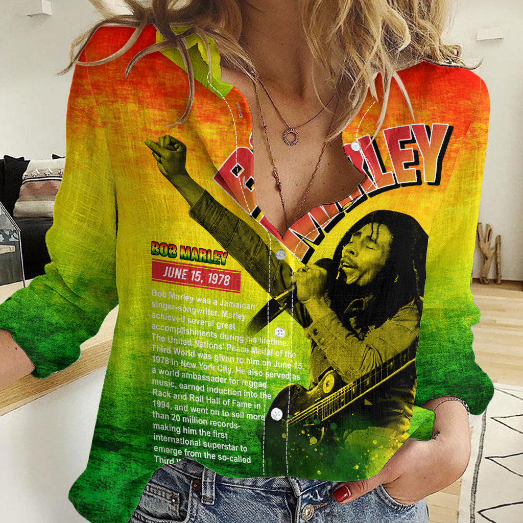 The Real Bob Marley Women Casual Shirt African Jamaica Reggae