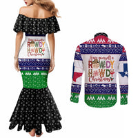 merry-christmas-yall-texas-couples-matching-mermaid-dress-and-long-sleeve-button-shirt