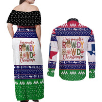 Merry Christmas Yall Texas Couples Matching Off Shoulder Maxi Dress and Long Sleeve Button Shirt - Wonder Print Shop
