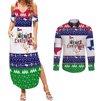 Merry Christmas Yall Texas Couples Matching Summer Maxi Dress and Long Sleeve Button Shirt - Wonder Print Shop