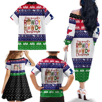 Merry Christmas Yall Texas Family Matching Off Shoulder Long Sleeve Dress and Hawaiian Shirt - Wonder Print Shop