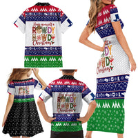 Merry Christmas Yall Texas Family Matching Short Sleeve Bodycon Dress and Hawaiian Shirt - Wonder Print Shop