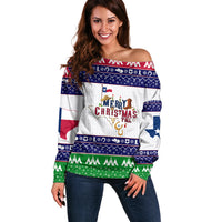 Merry Christmas Yall Texas Off Shoulder Sweater - Wonder Print Shop