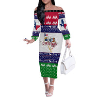 Merry Christmas Yall Texas Off The Shoulder Long Sleeve Dress - Wonder Print Shop