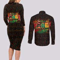 Personalized Power African Couples Matching Long Sleeve Bodycon Dress and Long Sleeve Button Shirt - Wonder Print Shop