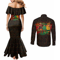 Personalized Power African Couples Matching Mermaid Dress and Long Sleeve Button Shirt